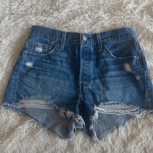 Levi's Women's Distressed Blue Denim Shorts